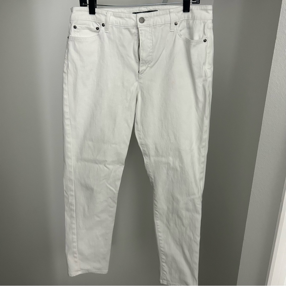 Ralph Lauren Classic Skinny Curvy White Denim Jeans Size 14